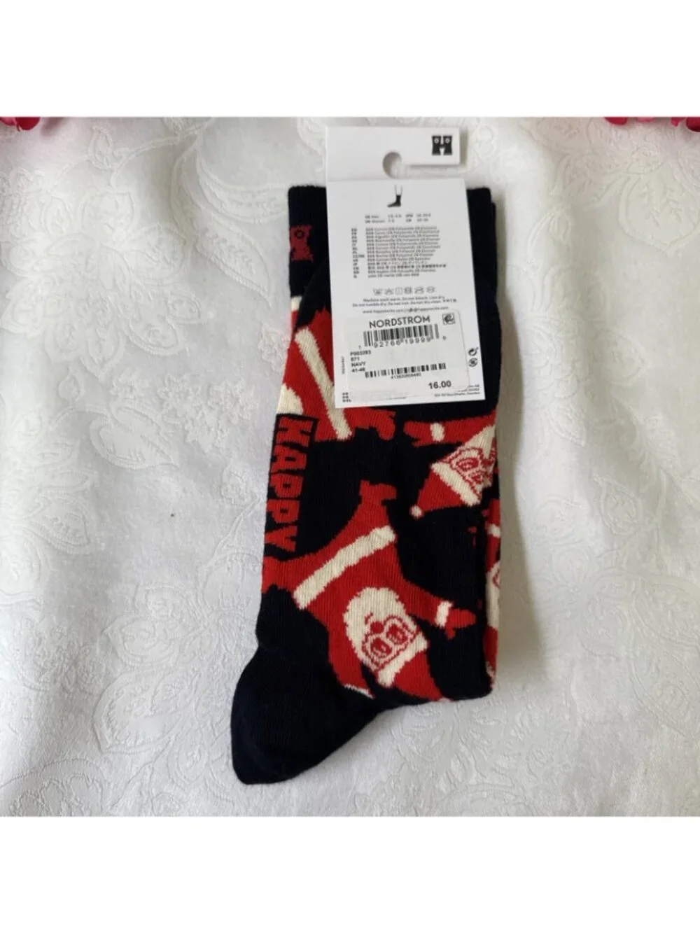 Happy Socks Santa Medium 8-12 Crew Socks Christmas Holiday Novelty 41-46 NEW